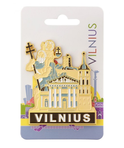 Metalinis suvenyrinis magnetas Vilnius ir Šv. Kristoforas